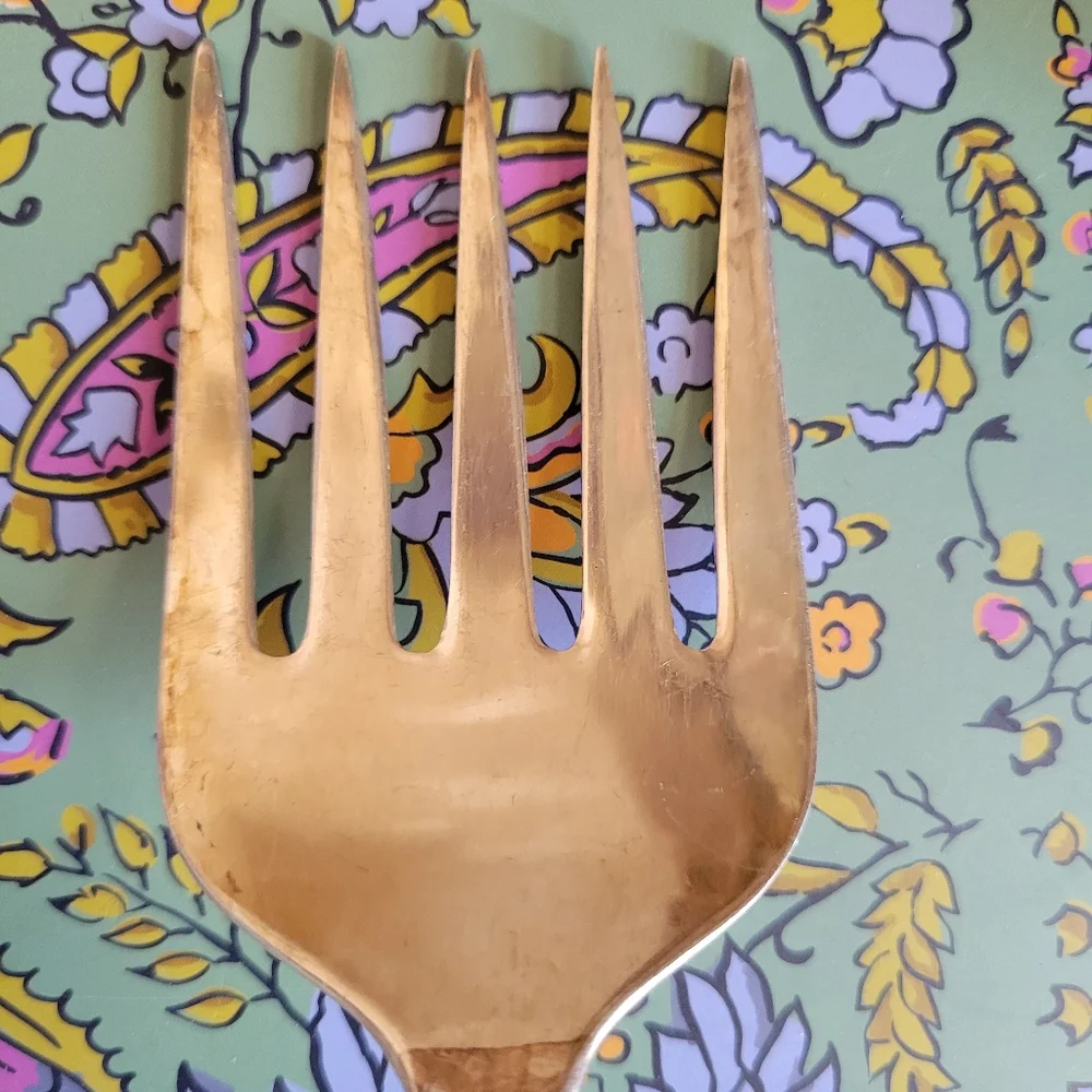 Vintage Sheffield England EPNS A1 Silverplated Large Serving Fork 5-tine Unique!